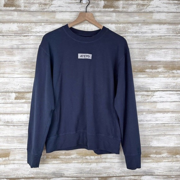 ATEYO Unisex Duo Pullover Gaming Sweatshirt Size Medium Navy Blue Crew Neck - Picture 12 of 12